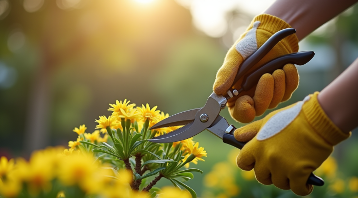 Jardinier taillant un arbuste japonais avec précision
