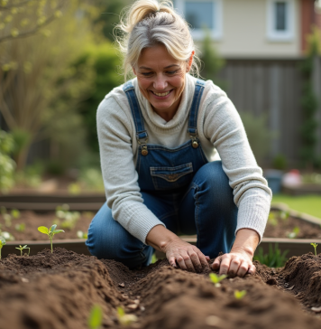 Semis en avril : conseils et astuces pour réussir vos plantations Femme d'âge moyen plantant des graines dans un jardin