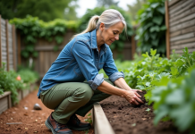 Enrichir son jardin : conseils pratiques et solutions écologiques Femme en jardinage étalant du compost dans un jardin potager
