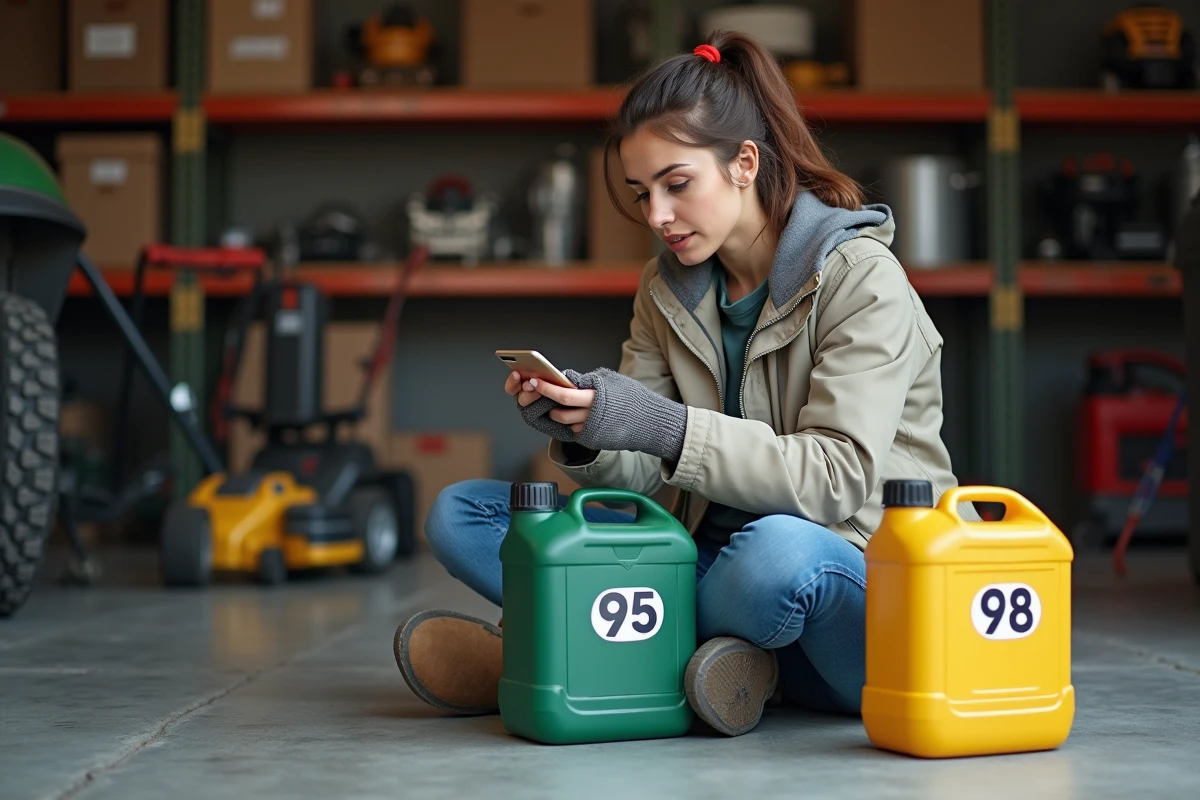 Femme vérifiant des bidons d